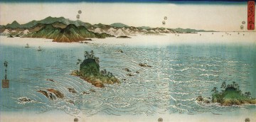  pool Oil Painting - whirlpools on a rocky coast Utagawa Hiroshige Ukiyoe